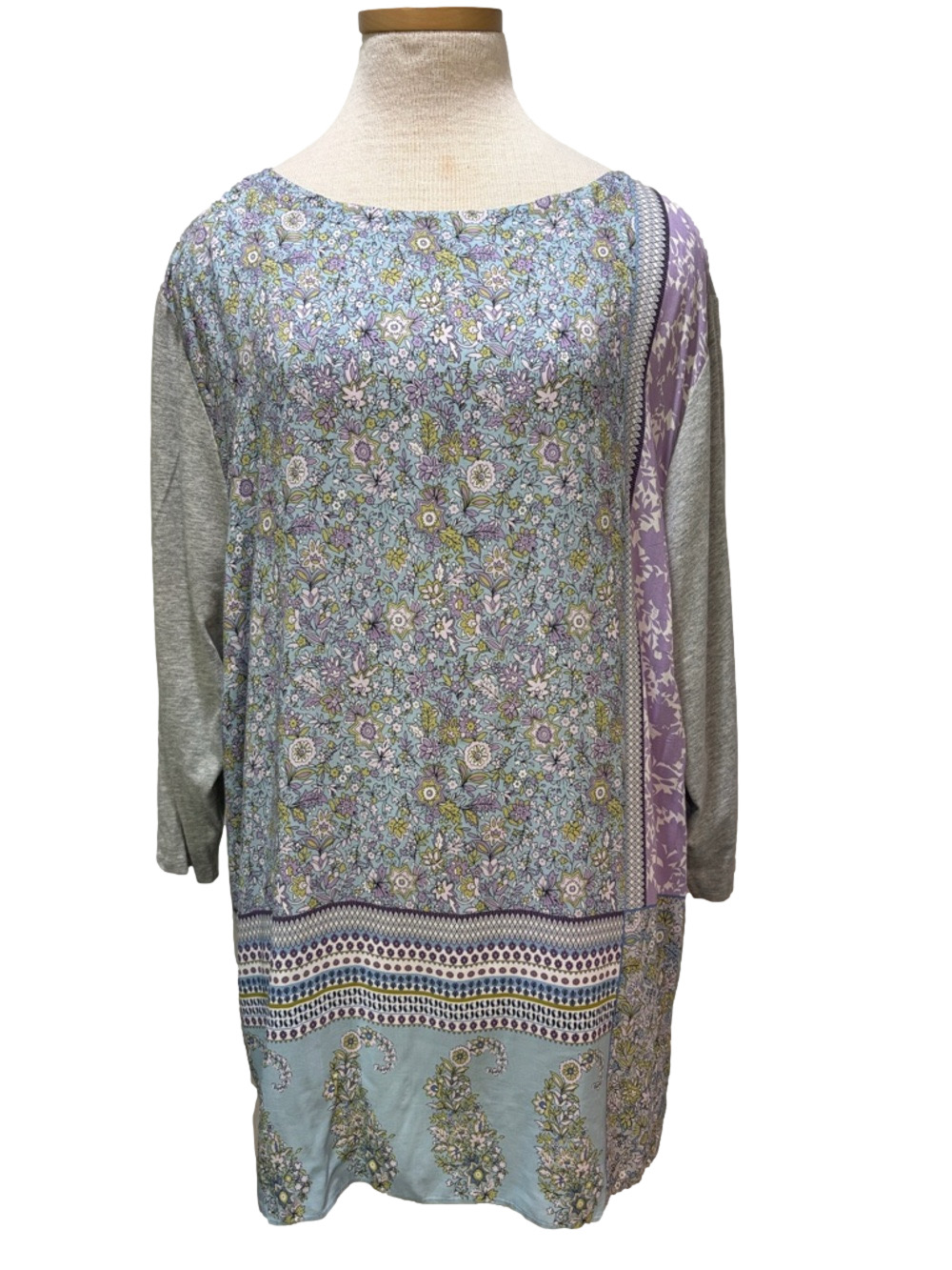 J Jill sz 4X floral patchwork 3/4 sleeve tunic top